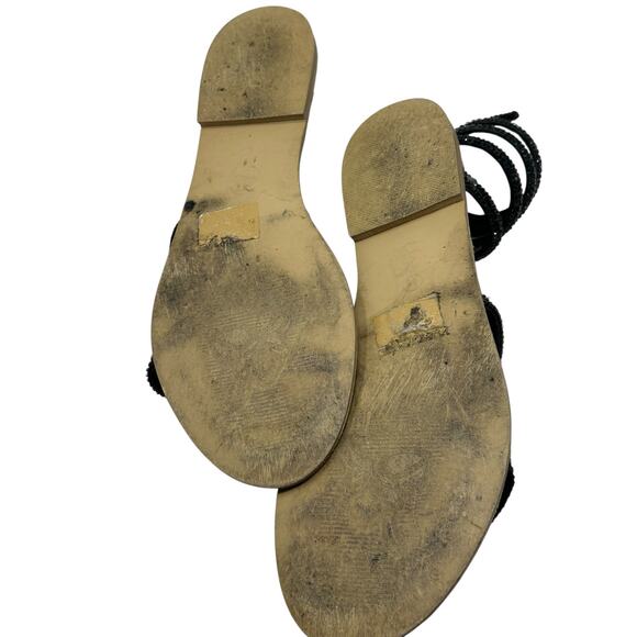 Atalina black rhinestones flat gladiator sandals size 11 - Picture 3 of 15